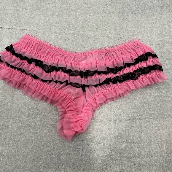[US M]Baux Avenue Pink and Black Ruffled undyed Panties - Picture 6 of 7